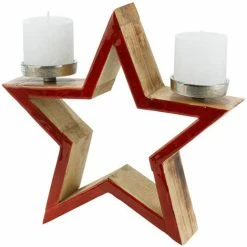 Brandneu 😀 SCHNEIDER ELECTRIC Kerzenhalter Stern Kerzenständer Weihnachtsdekoration T8 X ø32 Cm Handarbeit 👍