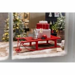 Billig 👍 SCHNEIDER ELECTRIC Deko-Objekt Schlitten Weihnachtsdeko Holz Rot Schaufensterdeko L74 X B31 X H16cm ✨