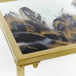 Budget 🤩 SCHNEIDER ELECTRIC Beistelltisch Tisch Konsolentisch Konsole Glastisch Metall Feather 110x40x80 Cm 👍 -SCHNEIDER ELECTRIC SHOP 45872791 3