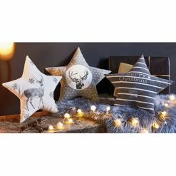 Auslauf 😀 SCHNEIDER ELECTRIC Kissen-Set 3-tlg. Dekokissen Kissenhülle Grey Stars Gefüllt Weihnachtsdeko D40cm 😉
