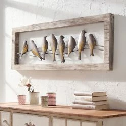 Bestpreis ❤️ SCHNEIDER ELECTRIC Wanddekoration 3-D Wand-Objekt Wohnzimmerdeko Vögel Handgearbeitet 120 X 40 Cm ❤️