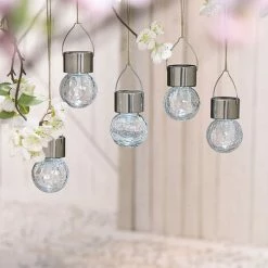 Aktion 🤩 SCHNEIDER ELECTRIC Solarleuchte 5 Tlg Set Glasbälle Hängen Gartenleuchte Gartenlicht Dekoleuchte 👏