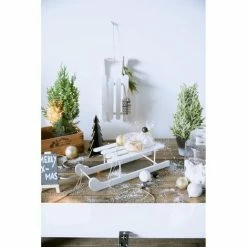 Rabatt 🔔 SCHNEIDER ELECTRIC Deko-Objekt Schlitten Tischdeko Weihnachtsdeko Holz Weiß XMAS L50 X B19 X H14cm ⭐