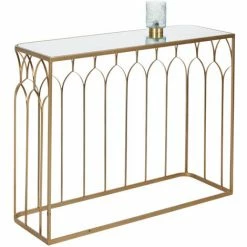 Top 10 👍 SCHNEIDER ELECTRIC Konsolentisch Luisa - Elegante Form Beistelltisch Anrichte Raumteiler Gold Glas 🛒