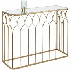 Top 10 👍 SCHNEIDER ELECTRIC Konsolentisch Luisa - Elegante Form Beistelltisch Anrichte Raumteiler Gold Glas 🛒 -SCHNEIDER ELECTRIC SHOP 51174821 4