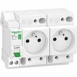 Schlussverkauf 😍 RESI9 XE - COMBIN DISJ+2 STROMSTECKDOSEN - 1P+N - 16A - KURVE - STECKER SCHNEIDER ELECTRIC 🧨